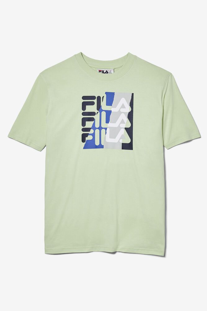 Fila Eston Graphic Green T-Shirt Mens - NZ 29576-CZGR